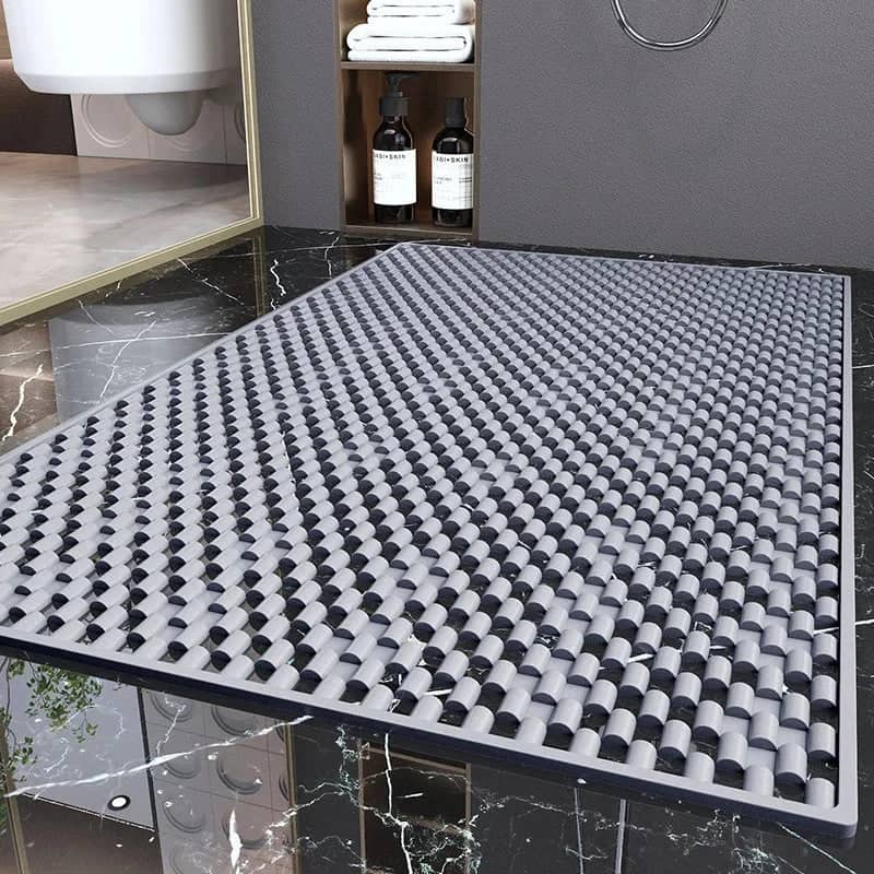 Tapis de douche antidérapant anti moisissure - couleur gris perle