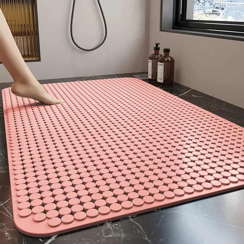Tapis de douche antidérapant design - couleur rose poudré