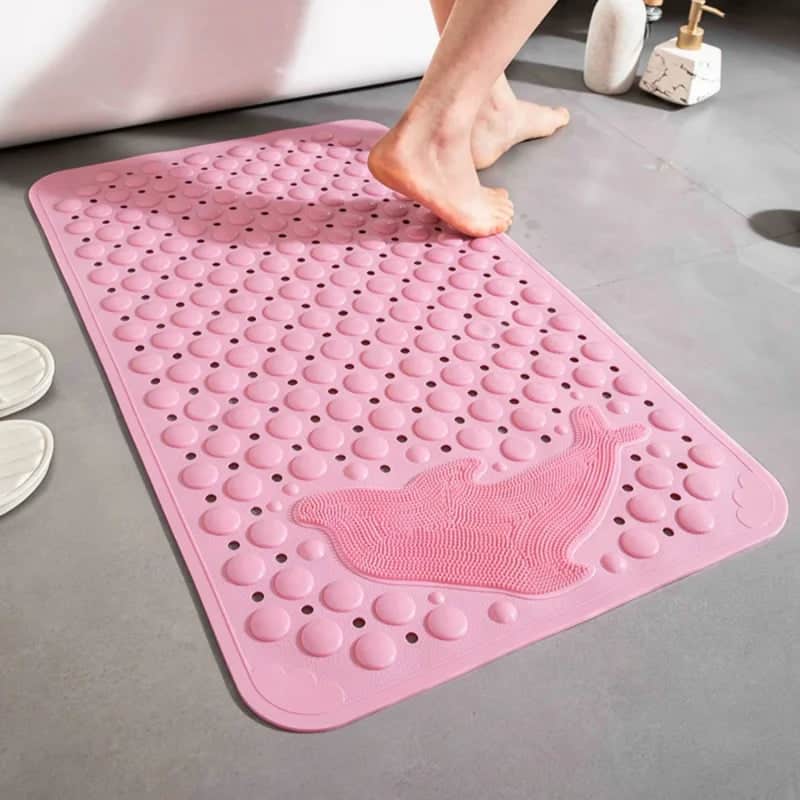 Tapis de douche antidérapant enfant - couleur rose poudré