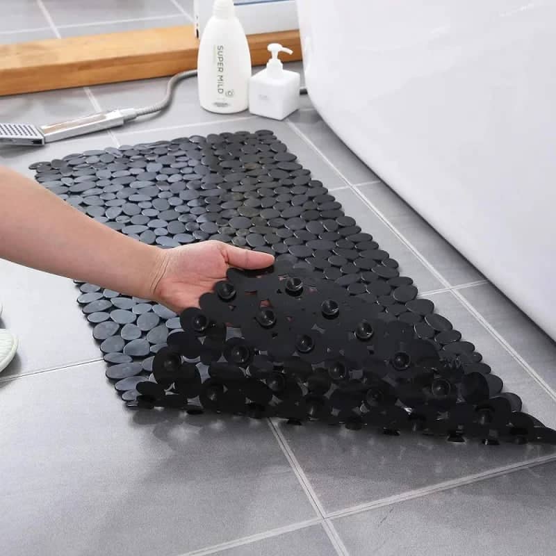 Tapis de douche antidérapant galets - couleur noir onyx