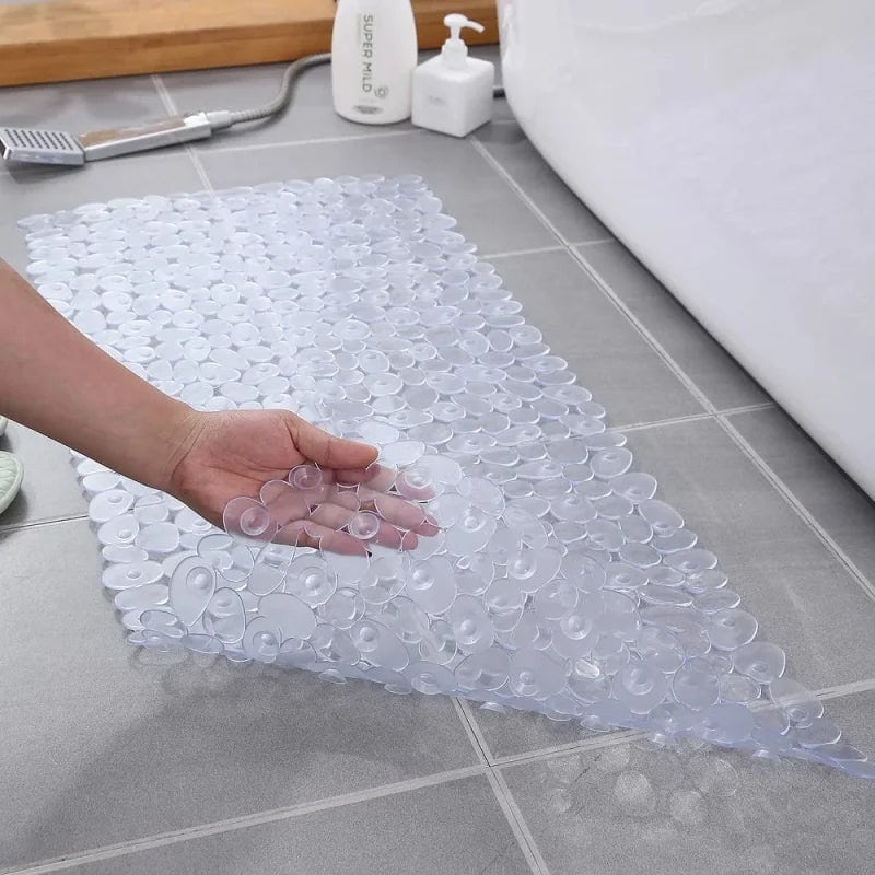 Tapis de douche antidérapant galets - couleur transparent cristal