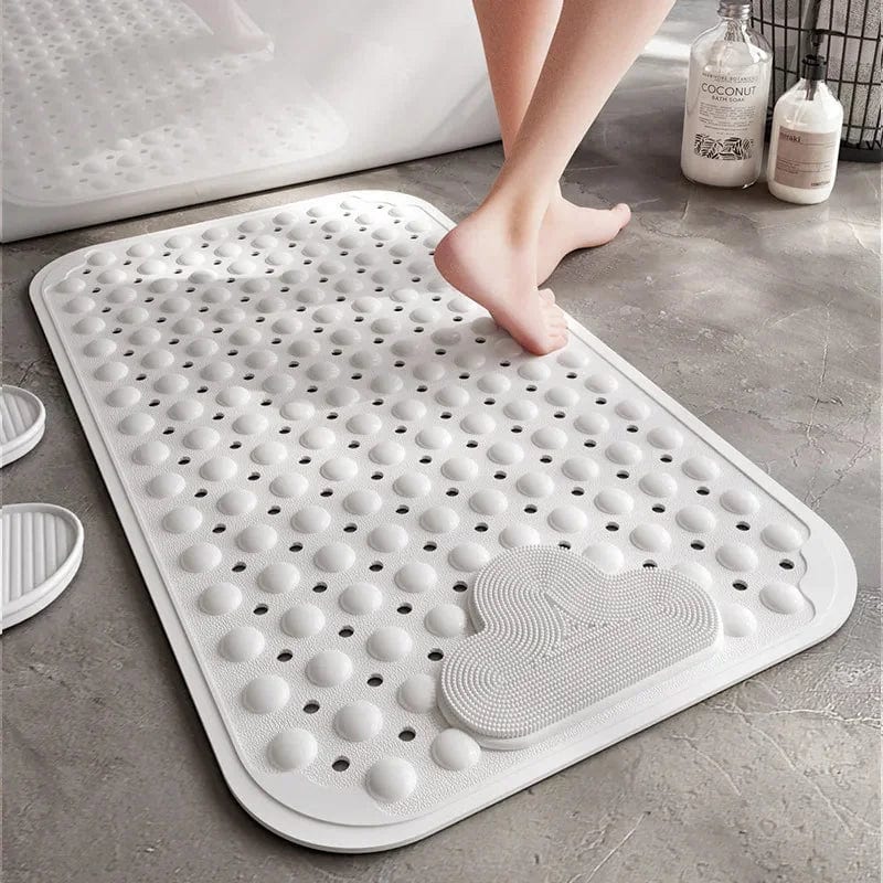 Tapis de douche antidérapant personne âgée - couleur blanc neige