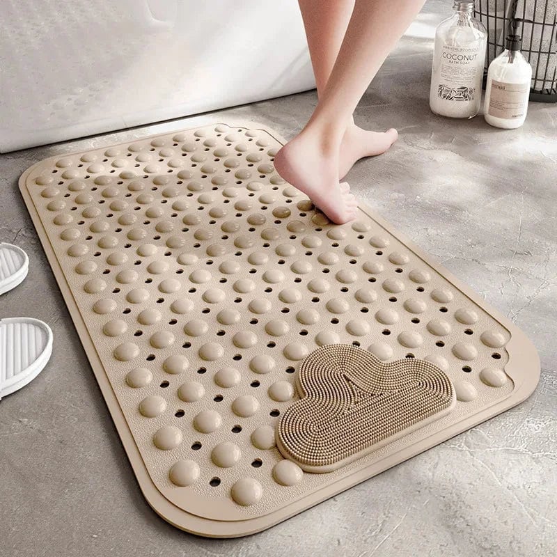 Tapis de douche antidérapant personne âgée - couleur marron café