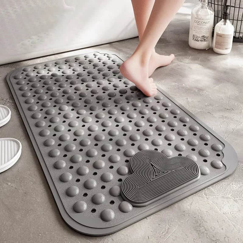 Tapis de douche antidérapant personne âgée - couleur gris perle Image