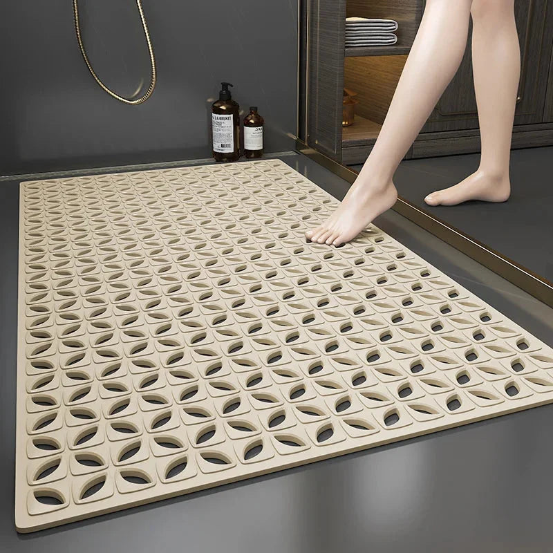 Tapis de douche antidérapant rectangulaire - couleur beige sable