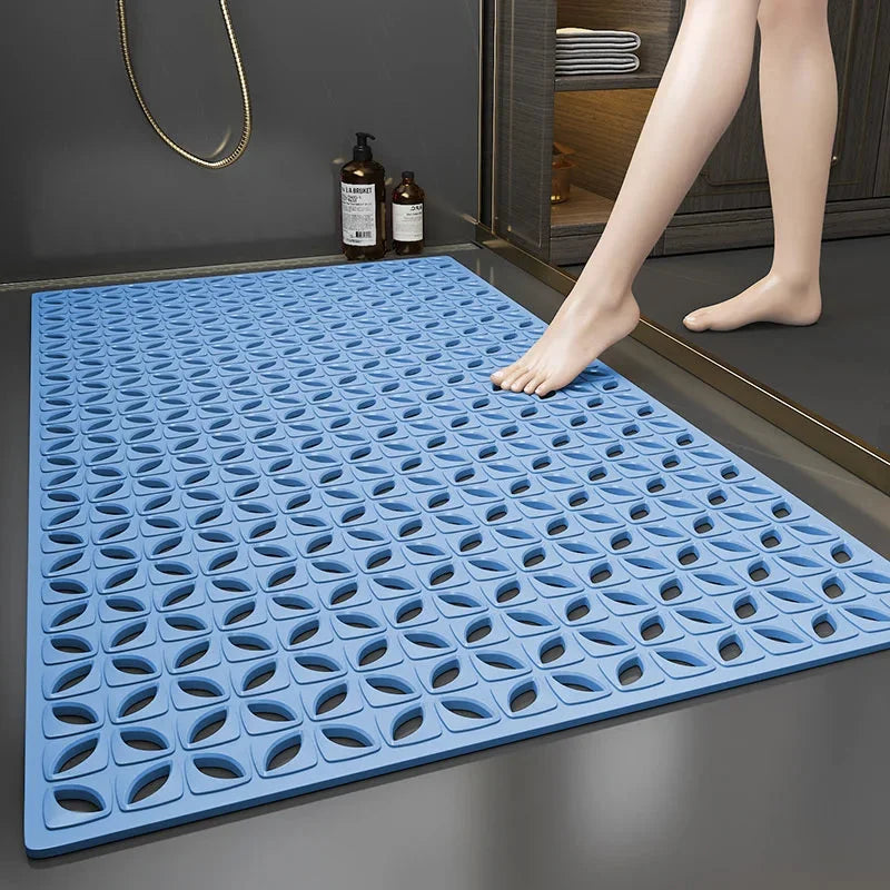 Tapis de douche antidérapant rectangulaire - couleur bleu azur Image