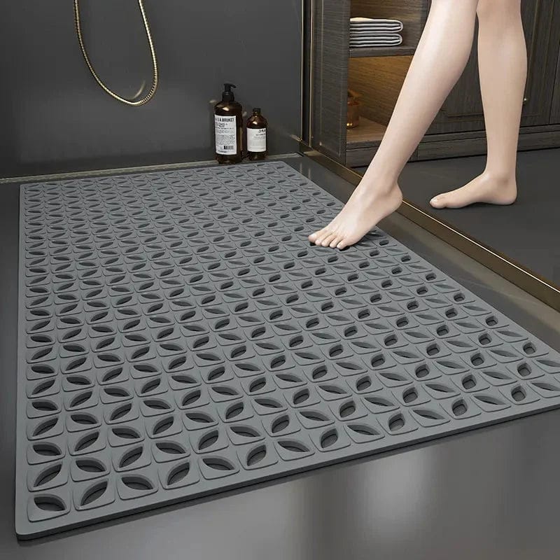 Tapis de douche antidérapant rectangulaire - couleur gris anthracite