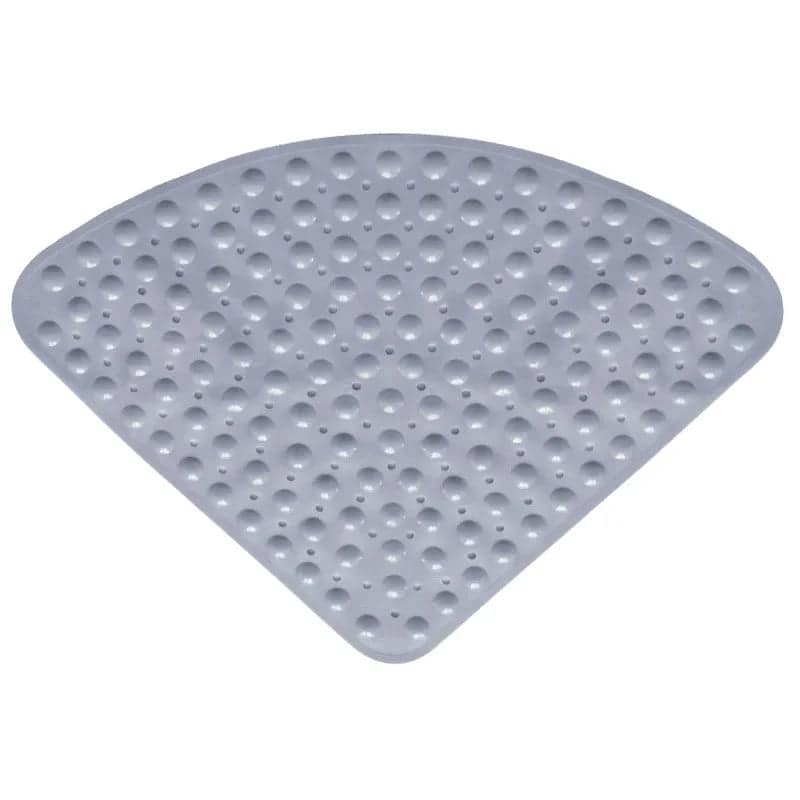 Tapis de douche d'angle antidérapant - couleur gris perle