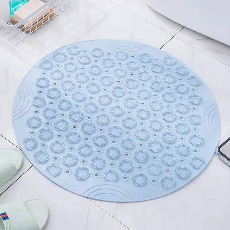 Tapis de douche rond antidérapant - couleur bleu azur