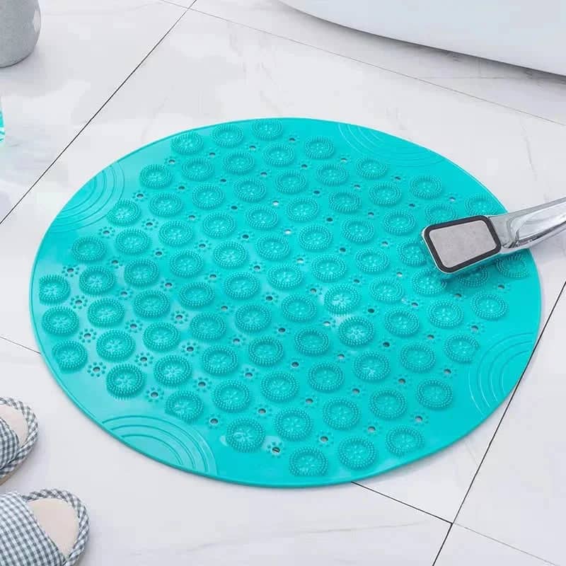Tapis de douche rond antidérapant - couleur vert turquoise