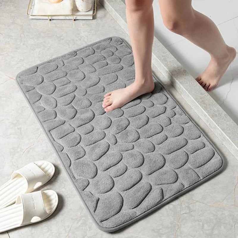 Tapis sortie de douche antidérapant - couleur gris perle