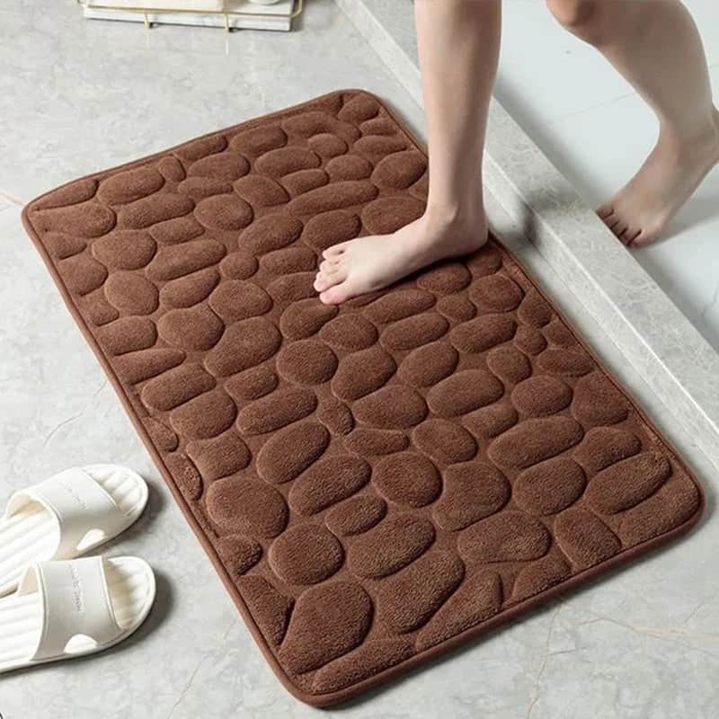 Tapis sortie de douche antidérapant - couleur marron chocolat